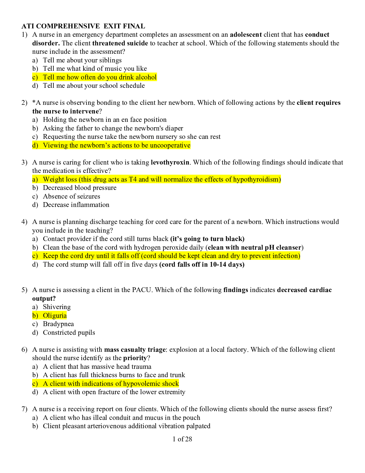 Preview image for ATI COMPREHENSIVE FINAL EXAM. 180 Q&A